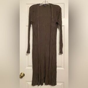 Cable & Gauge Olive Lightweight Long Cardigan – Size M